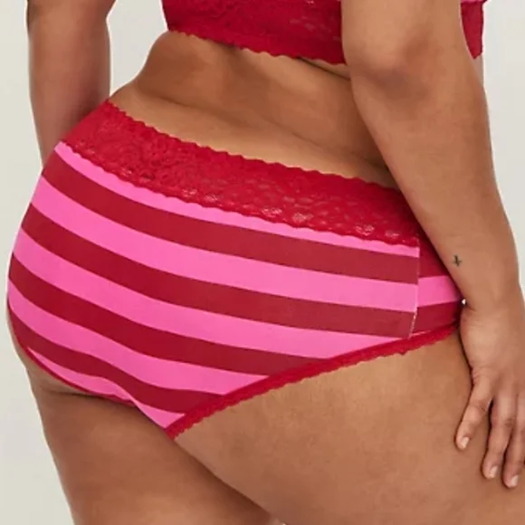 CHEEKY PANTY - COTTON STRIPE RED & PINK - Picture 2 of 2